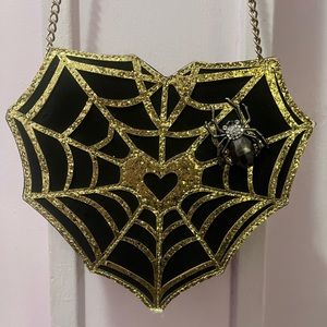 Betsey Johnson Heart Shaped Spider Web Crossbody purse